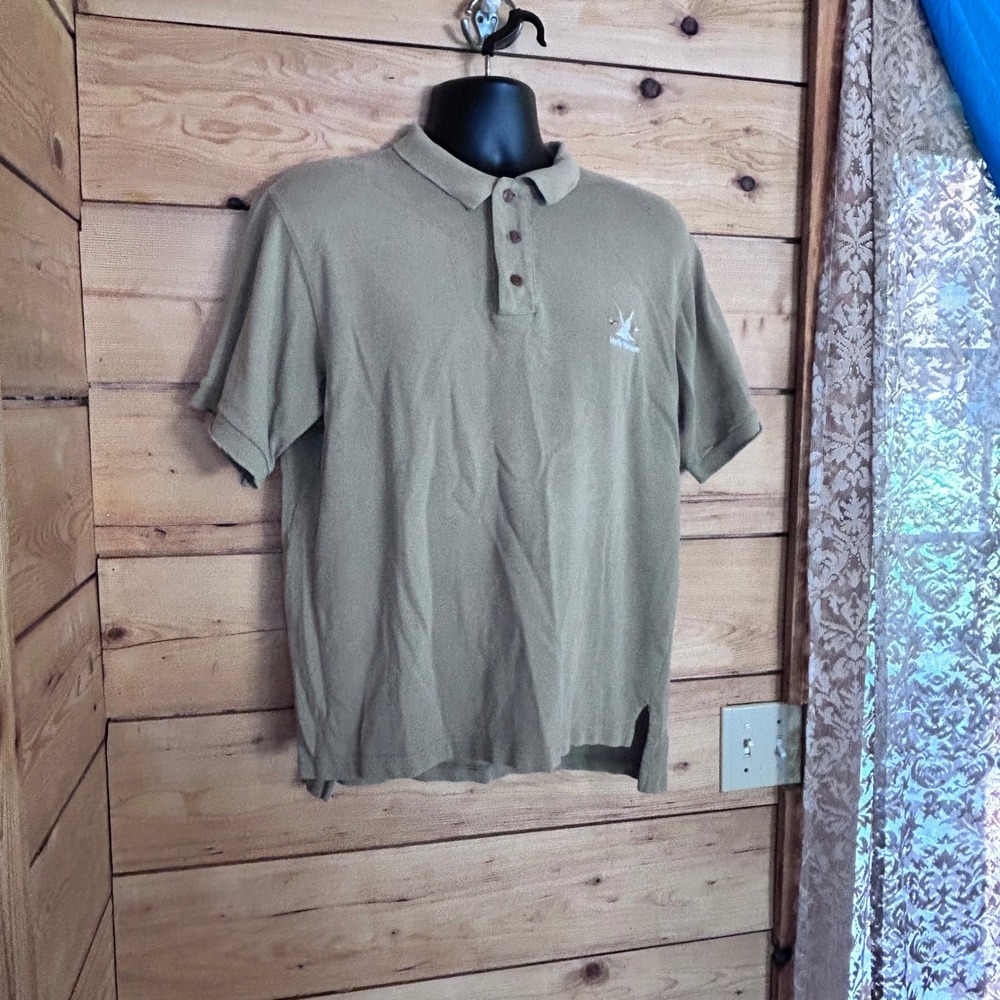 Vintage Polo Shirt Mens Large Khaki Beige Sailing Embroidered Helly Hansen - Picture 2 of 6